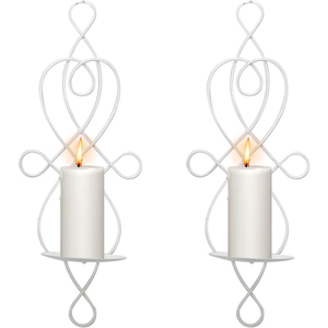 Juego de 2 apliques de pared de hierro negro, portavelas decorativos con diseño de calado metálico, adorno decorativo para el hogar, para sala de estar y eventos - Product Image 6