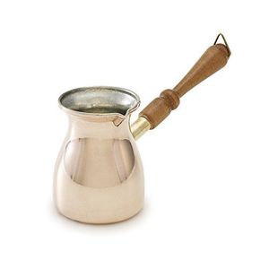 Cafetera de Cobre Hecha a Mano de Primera Calidad con Mango Largo Decorativo para Preparación Turca, Árabe y Griega, Utensilio de Cocina y Servicio - Product Image 1