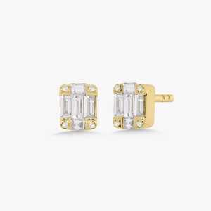 Lab Grown Diamond <b>Stud</b> Cluster Earrings Wholesale 14k Gold 925 <b>Silver</b> Baguette Round Cut Minimalist Solitaire Women Wholesale - Product Image 1
