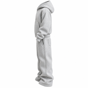 Ensemble survêtement unisexe en molleton épais 500 GSM avec sweat à capuche zippé et pantalon de survêtement, idéal pour l'hiver, personnalisable avec logo brodé ou impression numérique - Product Image 5