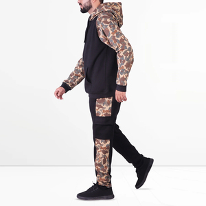 Conjunto Deportivo de Sudadera con Capucha y Pantalones de Camuflaje para Hombre, Manga Larga, Color Negro, Informal, con Bolsillos Laterales, para Otoño - Product Image 3