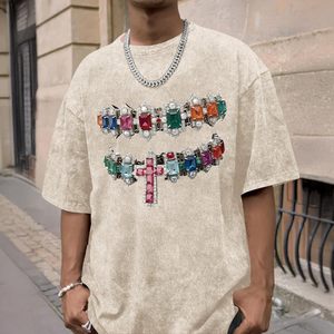 Camiseta de forro polar para hombre, oversize, de corte holgado, hombros caídos, manga corta, informal, de algodón, estilo streetwear, top oversize para hombre. - Product Image 4