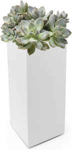 Modern <b>White</b> Square Vase Planter Decorative Flower <b>Pot</b> Elegant Desktop <b>Plant</b> Holder Minimalist Tabletop Centerpiece Contemporary - Product Image 5