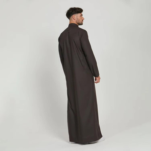 Casual Muslim Pakistan <b>Men's</b> Jubba Anti-Static Polyester Fabric Embroidery V Neck Long Sleeve Loose Fit Jubba Kurta <b>Thobe</b> - Product Image 3
