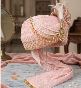 Turbante de punto rosa con perlas y adornos de plumas, gorro étnico para adultos, para todas las estaciones, estilo de algodón elástico - Product Image 4