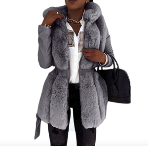 Abrigo de Invierno Talla Grande 5XL, Abrigo Largo con Cierre de Cremallera y Cinturón Tejido, Color Negro - Product Image 6