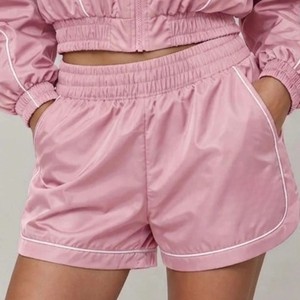 Conjunto Deportivo de 2 Piezas para Mujer, Color Rosa, Chaqueta Corta con Cremallera y Pantalones Cortos, Corte Holgado, Primavera-Verano - Product Image 5