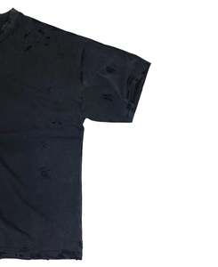 Camiseta Negra de Corte Regular para Hombre, Manga Raglán, Cuello Redondo, 100% Algodón Jersey, Lavado Desgastado, Ecológica, Vintage, Color Sólido - Product Image 5