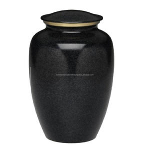 Urnes funéraires adultes en laiton de haute qualité et classiques avec bande urnes funéraires en métal fini de couleur or et noir pour les cendres humaines - Product Image 1