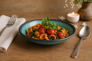Bol à pâtes contemporain en grès, fait main, pour une présentation des aliments et une mise en scène rustique de la table - Product Image 4