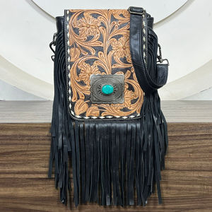 Nuevo Bolso Bandolera para Mujer, Gran Capacidad, Hecho a Mano, de Cuero Genuino, con Concho, Diseño Occidental, Bolso de Hombro, Cartera - Product Image 4