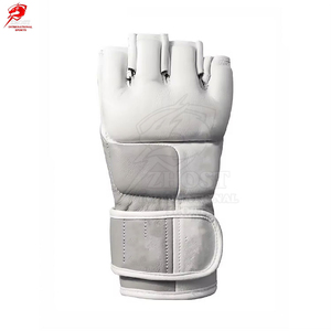 ถุงมือ MMA หนังวัวสีขาว 12 ออนซ์ แบบเปิดนิ้ว พร้อมสายรัดแบบ Hook & Loop สำหรับฝึกซ้อมมวยไทยและมวยสากล - Product Image 4