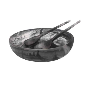 Una versión más pequeña: el tazón pequeño de RESINA con base se muestra apilado, lo que demuestra su uso para porciones individuales de salsas. - Product Image 2