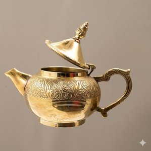 Théière classique en laiton et acier inoxydable, gravée avec soin, écologique, couleur personnalisée, fabriquée à la main en Inde - Product Image 2