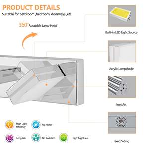 Modern Sleek Minimalist 8-<b>Light</b> Chrome-Iron LED Vanity Wall Sconce Energy-Efficient Easy Install <b>Bathroom</b> <b>Mirror</b> <b>Lighting</b> - Product Image 6