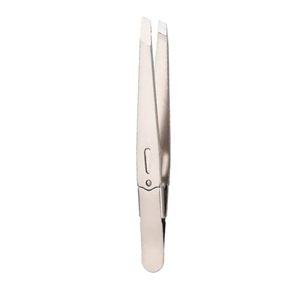 Pinzas de depilación de alta calidad, pinzas para cejas con punta inclinada, pinzas para cejas de acero inoxidable con punta inclinada y agarre plano. - Product Image 1