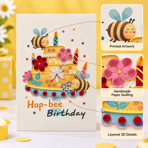 Tarjeta de Felicitación Artesanal de Alta Calidad al por Mayor con Diseño de Abeja y Panal de Miel, Ideal para Cumpleaños, del Mejor Fabricante de Tarjetas de Felicitación - Product Image 1