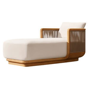 Chaise longue de luxe en teck pour l'extérieur, design en corde tressée, chaise longue moderne pour piscine, hôtel, jardin, mobilier haut de gamme - Product Image 1