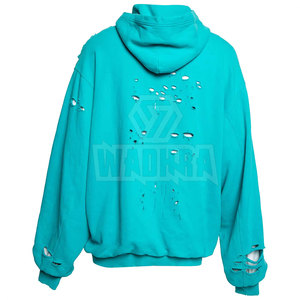 เสื้อฮู้ดดี้ผ้าคอตตอนผสมแบบดิสเทรส สวมใส่สบาย พร้อมดีเทลแฟชั่นทันสมัย เสื้อฮู้ดดี้ผู้ชายแบบดิสเทรสสำหรับใส่ลำลอง - Product Image 2