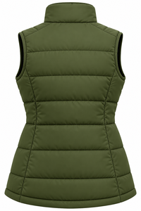 Chaleco Acolchado Verde Oliva para Mujer, Cuello Alto, Cálido para Invierno, con Bolsillos con Cremallera, Sin Mangas, para Caza, OEM - Product Image 6