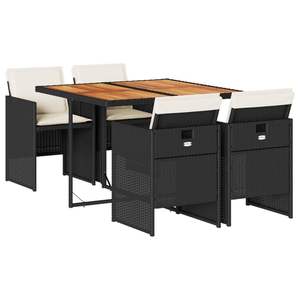 Ensemble de 4 ensembles de salle à manger de jardin en plastique pour patio, couleurs noir, marron, crème, blanc - Product Image 2