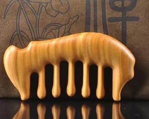 Eco Friendly Polished Wooden Massage Hair <b>Comb</b> Natural Wood <b>Wide</b> Tooth Scalp Massager Detangler for Curly Thick Hair - Product Image 3