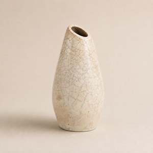 Modern Minimalist Crackled White <b>Bud</b> Shaped Raku Ware Handmade Eco-Friendly High Temperature Fired Tabletop <b>Vase</b> for Home - Product Image 4