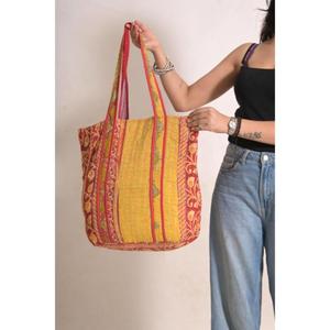 Bolsa de Mano de Algodón Kantha Hecha a Mano, con Diseño Floral, Duradera, Estilo Vintage, con Correa para el Hombro, Unisex, para Compras Diarias - Product Image 2