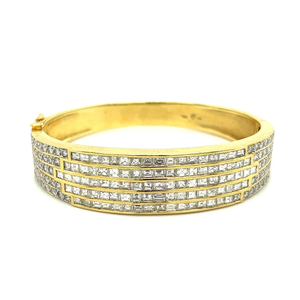 Women's Solid Alloy Hiphop Emerald Cut Diamond Channel <b>Set</b> <b>Bangle</b> Bracelet Wedding Jewelry - Product Image 1
