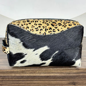Sac de maquillage et de toilette en cuir véritable à imprimé léopard pour femmes 2025, nouvelle mode, cuir de vache durable, fermeture éclair, organiseur de cosmétiques - Product Image 5