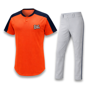 Conjunto de Uniforme de Béisbol Personalizado al por Mayor para Hombre, Naranja y Azul Marino, Manga Corta, Logotipo Bordado, Corte Regular, Poliéster, para Todas las Temporadas - Product Image 1
