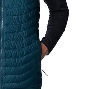 Men's Teal Quilted <b>Long</b> <b>Sleeve</b> <b>Vest</b> Zipper Front Windproof Casual Autumn Wear Polyester Filling Stand Collar Outdoor Breathable - Product Image 4