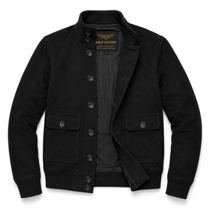 OEM Custom Blain Brown <b>Suede</b> Bomber <b>Jacket</b> <b>Men's</b> Winter Waterproof Genuine Leather Stand Collar Streetwear Cotton Lining 100% - Product Image 6