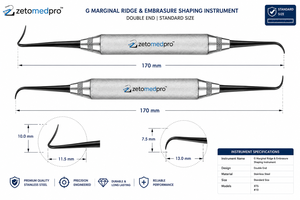 เครื่องมือขูดขอบฟันและขึ้นรูปขอบฟัน Zetomed Pro G Marginal Ridge and Embrasure แบบสองด้าน ทำจากสแตนเลสสตีล สำหรับงานบูรณะฟัน - Product Image 4