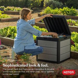 30 Gallon Resin Outdoor <b>Storage</b> <b>Box</b> Patio Side Table for Pool & Garden Accessories <b>Grey</b> Black - Product Image 2
