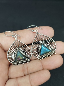Eagle Wing Labradorite <b>Snake</b> Drop Earrings <b>Silver</b> Plated Women's Neo-Gothic Animal Gift Wholesale - Product Image 6