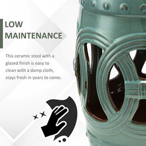 "Porcelain <b>Garden</b> <b>Stool</b> with Antique Blue Knotted Ring Design and Durable Glazed Finish" - Product Image 6
