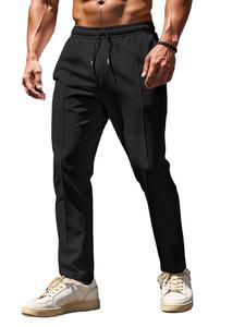 Pantalon de survêtement droit en Spandex/Coton avec logo personnalisé pour homme, idéal pour la gym, la course et le jogging, avec cordon de serrage, vente en gros pour l'été, pour adultes. - Product Image 2