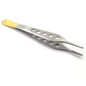 Pinzas para tejidos TC Adson 12cm 1x2 dientes, carburo de tungsteno, mango dorado, acero inoxidable, instrumentos quirúrgicos, dentales y de plástico, CE ISO - Product Image 1