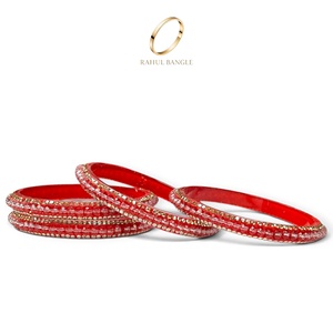 Celebration Wear Kashmiri Bridal <b>Red</b> Glass Bangles Trendy Zirconia Gold Plated Wedding Festive Wear Wholesale Price - Product Image 4