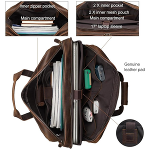 High-Quality Grain <b>Leather</b> <b>Laptop</b> <b>Bag</b> with Spacious Interior for Men Office Work Business Travel and Daily Use - Product Image 3