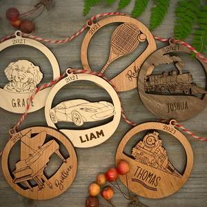 Personalized Handmade <b>Wooden</b> Hanging Holiday Ornament with Festive <b>Nativity</b> Scene - Product Image 5