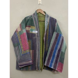 Handmade 100% Cotton Patchwork <b>kantha</b> Kimono <b>Jacket</b> Full Sleeve Shawl Collar Eco-Friendly Women's Wear <b>jacket</b> - Product Image 4