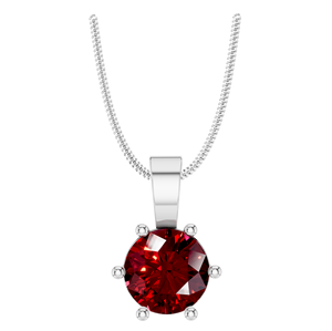 Classique Dazzling Cut Ruby Solitaire Pendentif Fine Or Argent Collier pour Anniversaires Anniversaires Type de Produit-Pendentifs Charmes - Product Image 1
