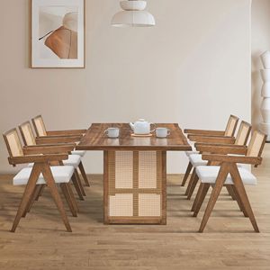Tavolo da Pranzo Rettangolare Oversize in Legno Stile Mid-Century Moderno da 86,61 Pollici, Tavolo da Cucina per 6 Persone - Product Image 6