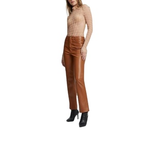 Nueva llegada Mujeres Sexy Pantalones Trajes de cuero Crop Halter Top y pantalones de cuero acampanados Mujeres Pantalones completos hechos a medida de BD - Product Image 5