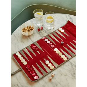 Jeu de backgammon portable de luxe - Jeu de société de voyage avec étui en cuir et pions en résine pour adultes et enfants - Cadeau de backgammon - Product Image 3