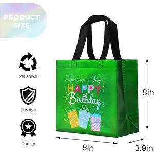 Sacchetti regalo multicolori piccoli e leggeri per compleanno, design divertente, 12 pezzi, confezione regalo per feste (8x3) - Product Image 3