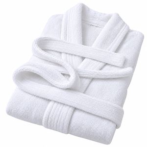 Peignoir en velours éponge avec tissu en coton doux, texture moelleuse, design confortable avec ceinture pour hommes et femmes - Product Image 4