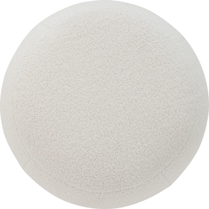 Modern Cream White Fabric <b>Pouf</b> Ottoman with Malaysian Oak Legs Mid Century Minimalist Footstool Living Room - Product Image 2